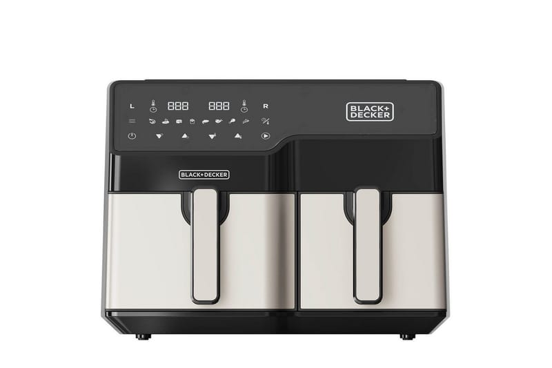 Air Fryer Black+Decker Dual Basket 2500W, Svart||Sølv
