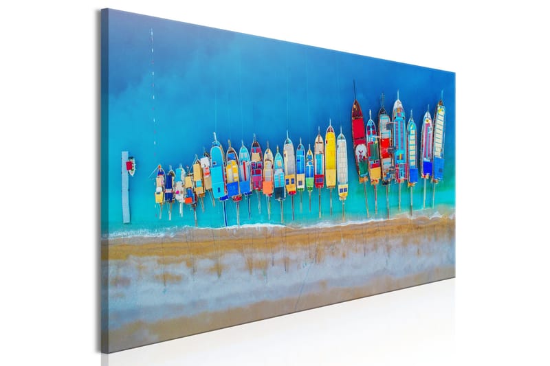 Tavla Colourful Boats (1 Part) Narrow 135x45 - Innredning - Bilder & kunst - Lerretsbilder