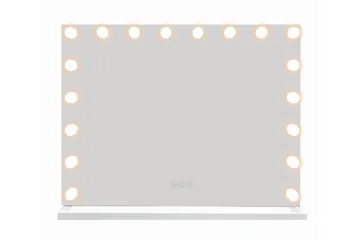 Glow Stort sminkespeil 80 cm med belysning og lamper – Hollywood-speil med USB-lading - Hvit - Innredning - Speil - Speil med belysning