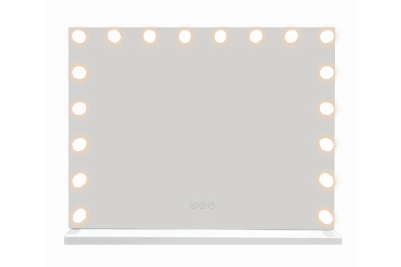 Glow Stort sminkespeil 80 cm med belysning og lamper – Hollywood-speil med USB-lading - Hvit - Innredning - Speil - Speil med belysning