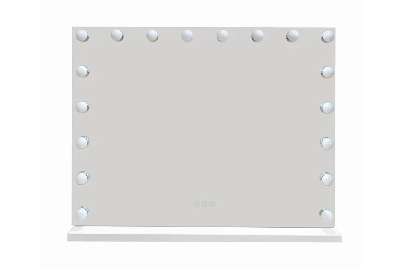 Glow Stort sminkespeil 80 cm med belysning og lamper – Hollywood-speil med USB-lading - Hvit - Innredning - Speil - Speil med belysning
