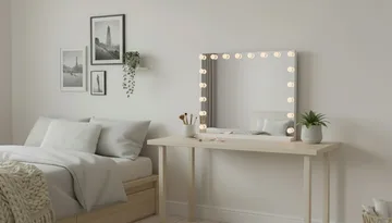 Glow Stort sminkespeil 80 cm med belysning og lamper – Hollywood-speil med USB-lading - Hvit - Innredning - Speil - Speil med belysning