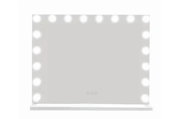 Glow Stort sminkespeil 80 cm med belysning og lamper – Hollywood-speil med USB-lading - Hvit - Innredning - Speil - Speil med belysning