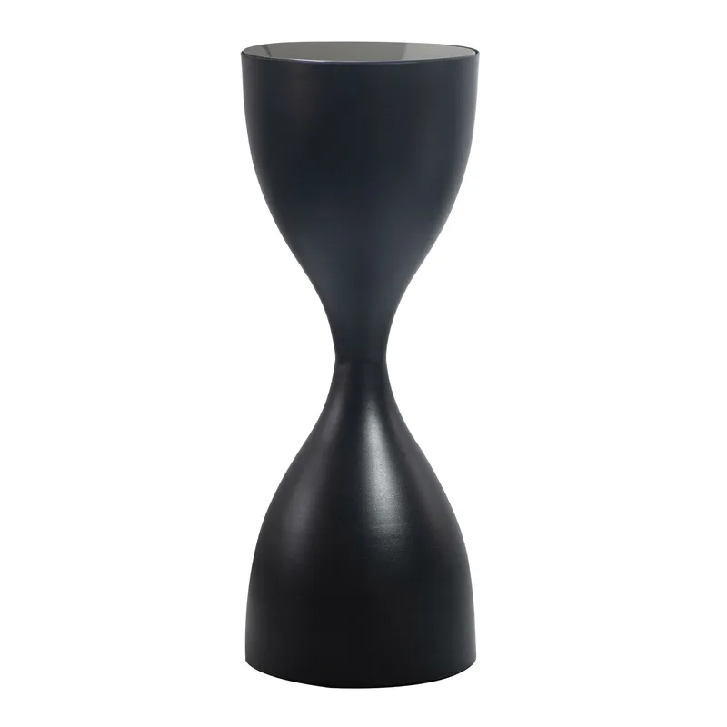 Relvik rundt sidebord 23 cm i metall og glass, Svart