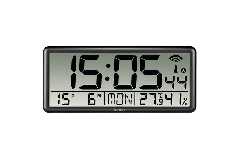 Veggur Hama Digital Jumbo med radio Svart, Svart