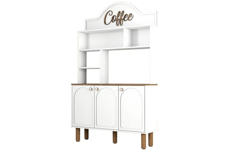 Bar Kaffeskap Tre Hvit / Eik, Hvit / Eik