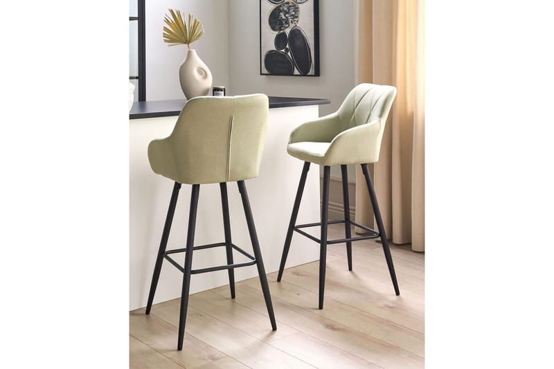 Barstol Beliani Darien set om 2 Grön-Svart Light green - Møbler - Stoler & lenestoler - Barstoler