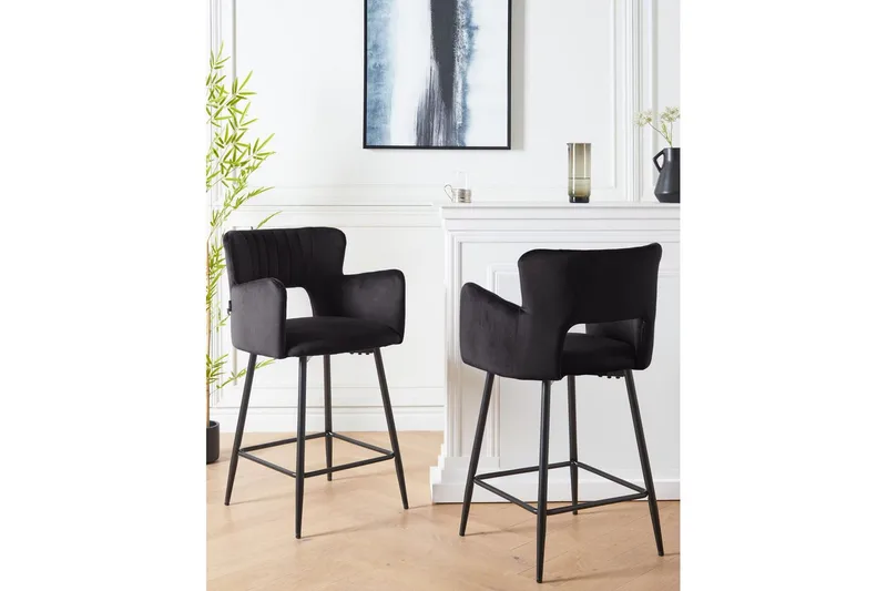 Barstol Beliani Sanilac set om 2 Blå-Svart Black VALUE_MISSING_18021 - Møbler - Stoler & lenestoler - Barstoler