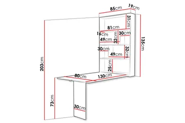 Abi Matbord Vägghängt 130 cm Rektangulær - Beige - Møbler - Bord - Spisebord & kjøkkenbord