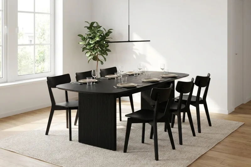 Alma rektangulært spisebord 220x100 cm finér - Svart - Møbler - Bord - Spisebord & kjøkkenbord