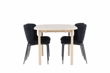 Andy Spisegruppe 180 cm Oval med 4 Modesto stoler - Whitewash/Sort - Møbler - Bord - Spisegrupper