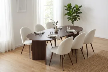 Dano Spisebord 180 cm med 6 Nibe Plus Spisestoler - Hvit/Brun - Møbler - Bord - Spisegrupper