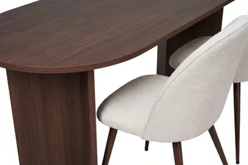 Dano Spisebord 180 cm med 6 Nibe Plus Spisestoler - Hvit/Brun - Møbler - Bord - Spisegrupper