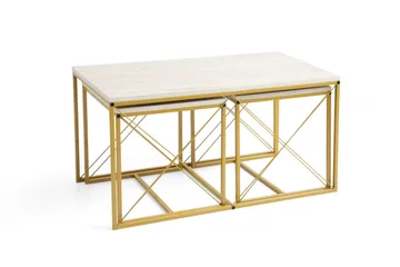 Defneia Sofabord 100 cm - Gull/Marmor - Møbler - Bord - Avlastningsbord - Settbord