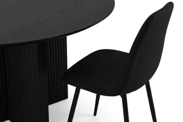Edda spisegruppe rund 130 cm svart med 6 Nibe spisestoler - Svart - Møbler - Bord - Spisegrupper