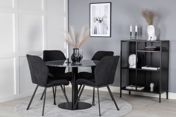 Estelle Spisegruppe 106 cm Rund med 4 Gemma Stoler - Sort - Møbler - Bord - Spisegrupper