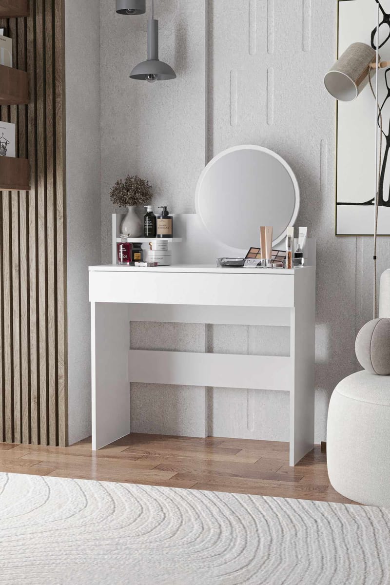 Fabrony sminkebord med speil 90 cm - Hvit - Møbler - Bord - Sminkebord & toalettbord