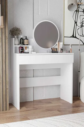 Fabrony sminkebord med speil 90 cm - Hvit - Møbler - Bord - Sminkebord & toalettbord