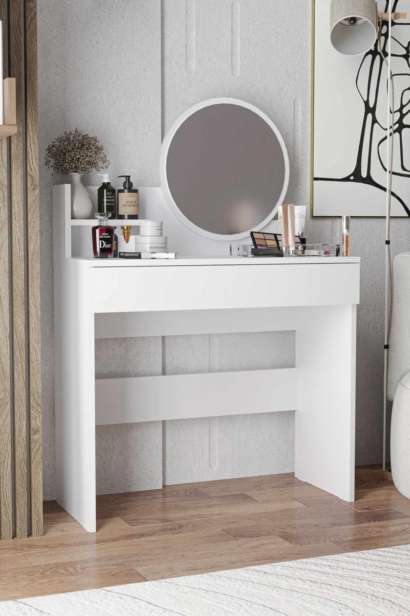 Fabrony sminkebord med speil 90 cm - Hvit - Møbler - Bord - Sminkebord & toalettbord