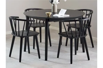 Grasonville Uttrekkbar Spisegruppe 115-154 Cm + 4 Spisestuestoler - Svart - Møbler - Bord - Spisegrupper