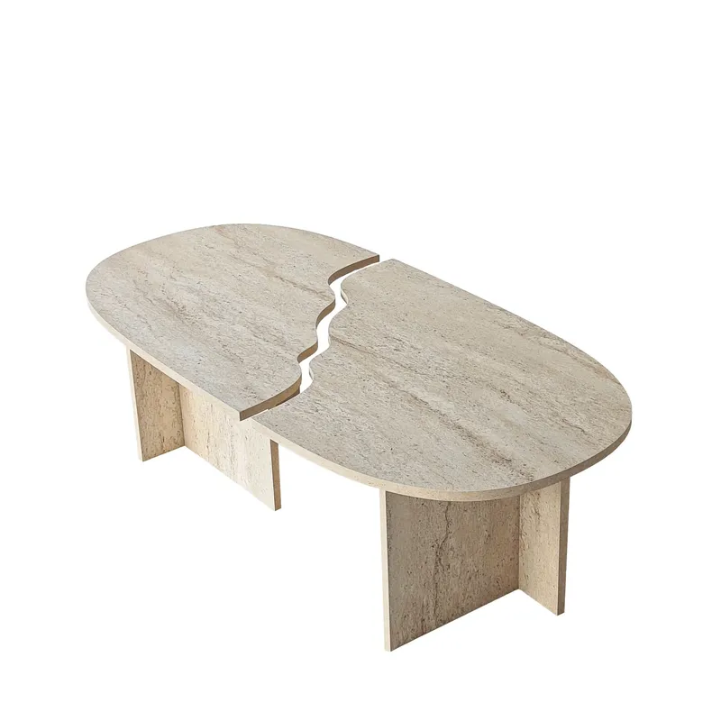 Jorvis sofabord 120 cm ovalt, Travertin