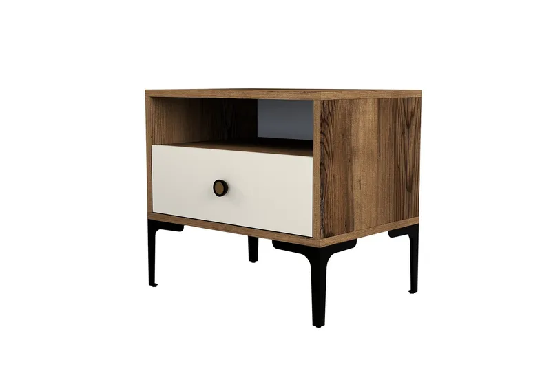 Ameias Nattbord 56x40 cm Brun/Beige, Hanah Home