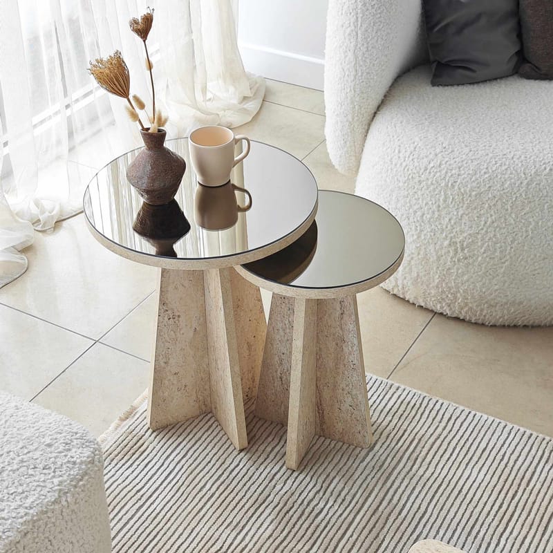 Dasina sidebord 2 deler 50 cm - Travertin / Bronse - Møbler - Bord - Avlastningsbord - Settbord