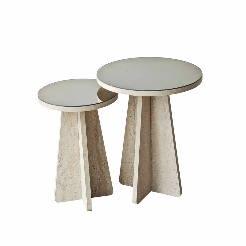 Dasina sidebord 2 deler 50 cm, Travertin / Bronse