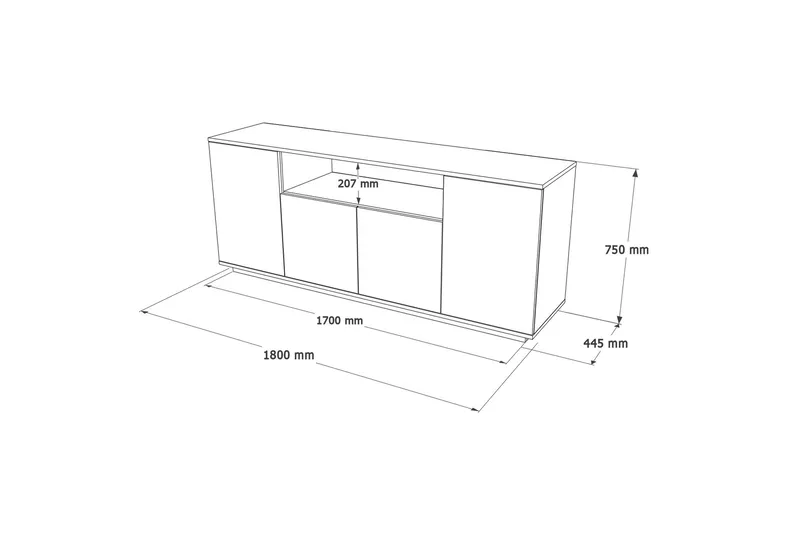 Anari Konsollbord 180 cm - Brun/Hvit - Oppbevaring - Oppbevaringsmøbler - Sideboard & skjenker
