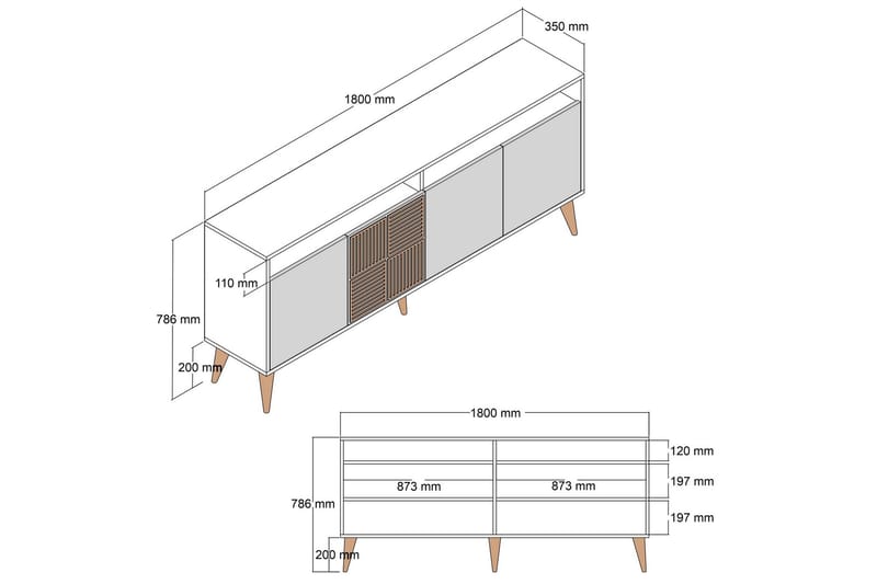 Lissione Konsollbord 180 cm - Valnøtt/Beige - Møbler - Bord - Avlastningsbord - Gangbord