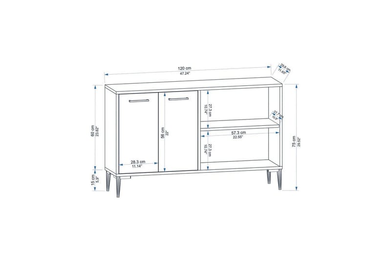Merion Konsollbord 120 cm - Eik/Hvit - Møbler - Bord - Avlastningsbord - Gangbord