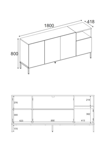 Morlen Konsoll 180x80x41,8 cm - Natural Oak, Wood Black, Sandstone - Møbler - Bord - Avlastningsbord - Gangbord
