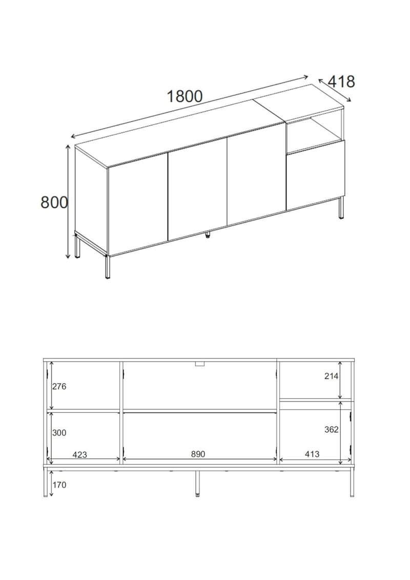 Morlen Konsoll 180x80x41,8 cm - Natural Oak, Wood Black, Sandstone - Møbler - Bord - Avlastningsbord - Gangbord