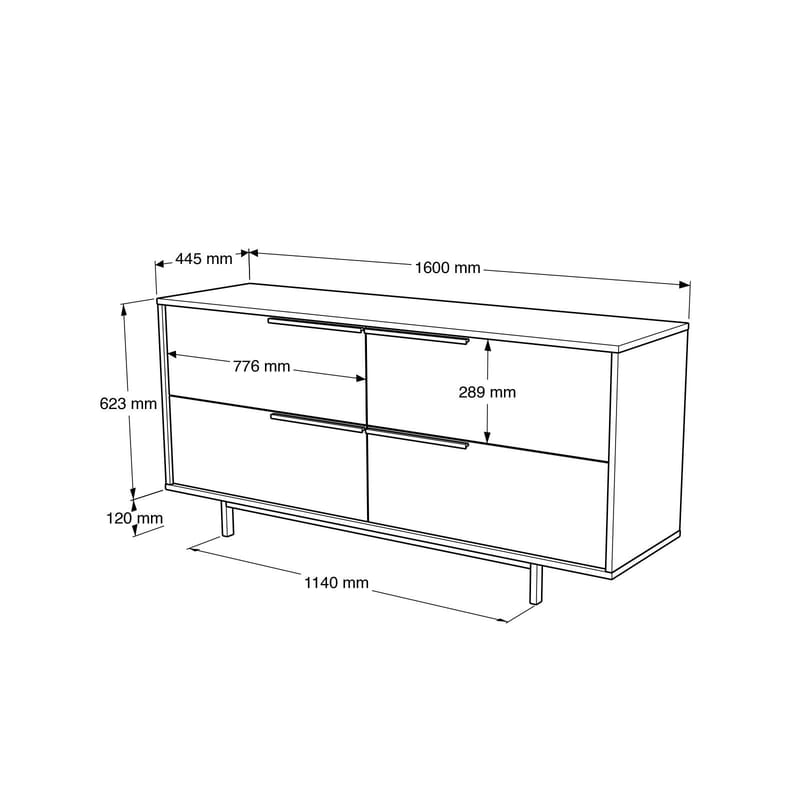 Nilena Konsoll 160x74,3x44,5 cm - Eik og hvit - Møbler - Bord - Avlastningsbord - Gangbord