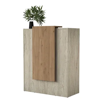 Resepsjonsbord Wallxpert Cleo Shelf (90 x 110 x 40 cm) travertin valnøtt - Travertin og valnøtt - Møbler - Bord - Avlastningsbord - Gangbord
