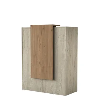 Resepsjonsbord Wallxpert Cleo Shelf (90 x 110 x 40 cm) travertin valnøtt - Travertin og valnøtt - Møbler - Bord - Avlastningsbord - Gangbord