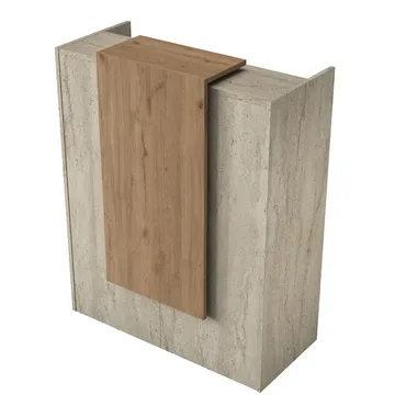 Resepsjonsbord Wallxpert Cleo Shelf (90 x 110 x 40 cm) travertin valnøtt - Travertin og valnøtt - Møbler - Bord - Avlastningsbord - Gangbord