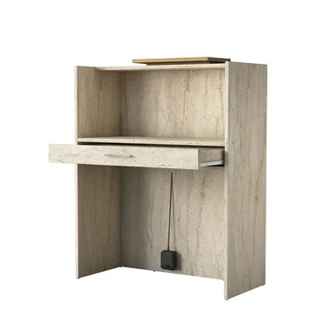 Resepsjonsbord Wallxpert Cleo Shelf (90 x 110 x 40 cm) travertin valnøtt - Travertin og valnøtt - Møbler - Bord - Avlastningsbord - Gangbord