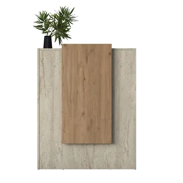 Resepsjonsbord Wallxpert Cleo Shelf (90 x 110 x 40 cm) travertin valnøtt - Travertin og valnøtt - Møbler - Bord - Avlastningsbord - Gangbord