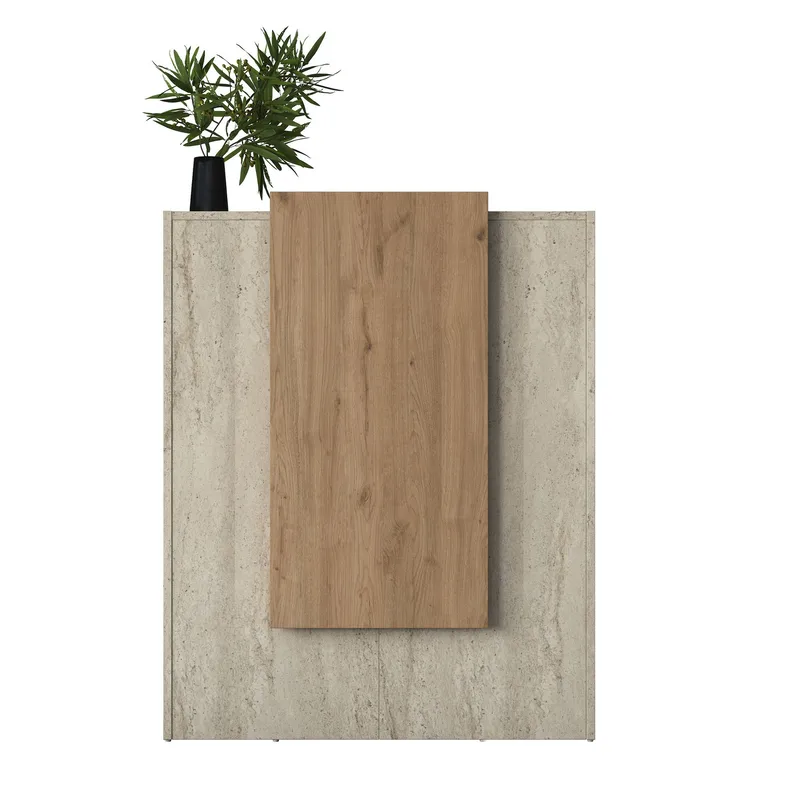 Resepsjonsbord Wallxpert Cleo Shelf (90 x 110 x 40 cm) travertin valnøtt - Travertin og valnøtt - Møbler - Bord - Avlastningsbord - Gangbord