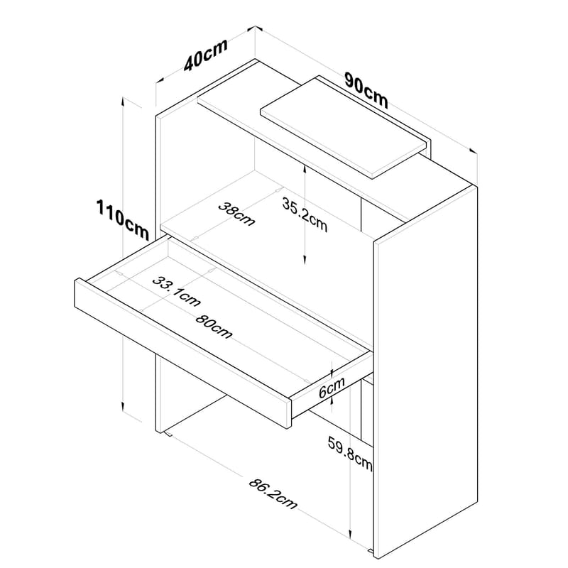 Resepsjonsbord Wallxpert Cleo Shelf (90 x 110 x 40 cm) travertin valnøtt - Travertin og valnøtt - Møbler - Bord - Avlastningsbord - Gangbord