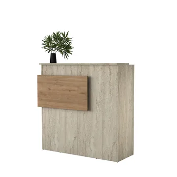Resepsjonsbord Wallxpert Dara (110 x 110 x 40 cm) travertin valnøtt - Travertin og valnøtt - Møbler - Bord - Avlastningsbord - Gangbord