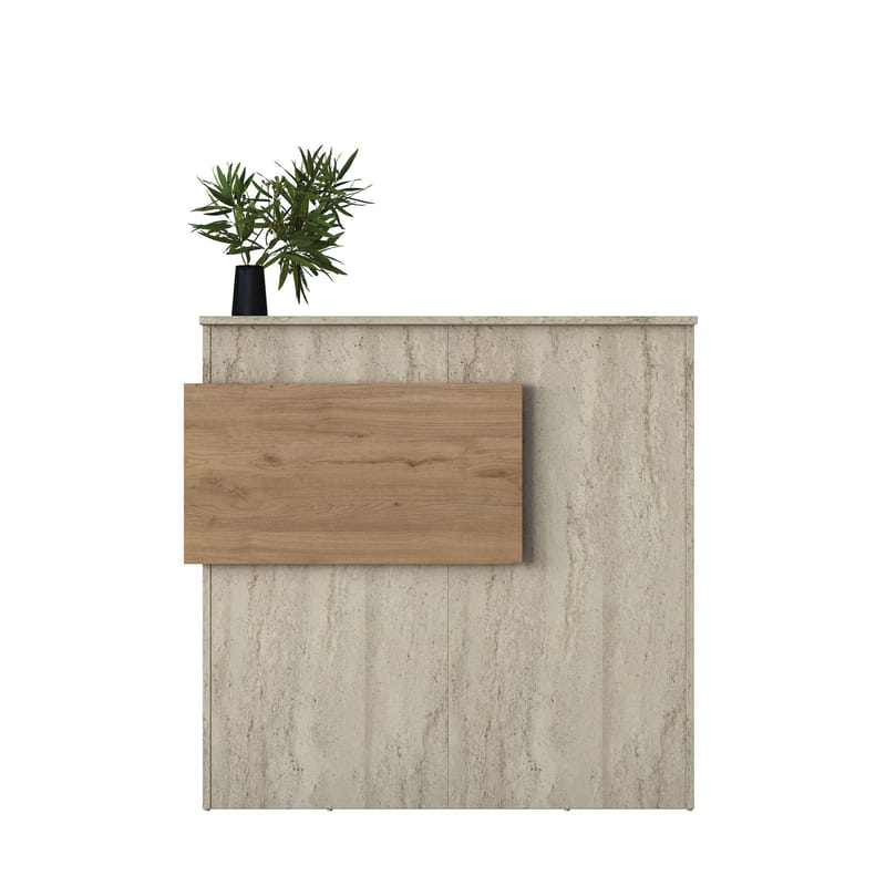 Resepsjonsbord Wallxpert Dara (110 x 110 x 40 cm) travertin valnøtt - Travertin og valnøtt - Møbler - Bord - Avlastningsbord - Gangbord