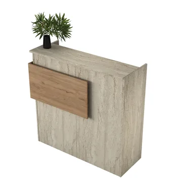 Resepsjonsbord Wallxpert Dara (110 x 110 x 40 cm) travertin valnøtt - Travertin og valnøtt - Møbler - Bord - Avlastningsbord - Gangbord