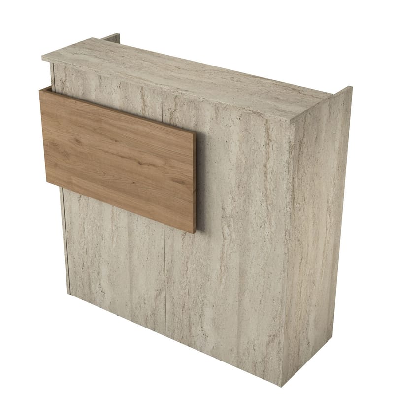 Resepsjonsbord Wallxpert Dara (110 x 110 x 40 cm) travertin valnøtt - Travertin og valnøtt - Møbler - Bord - Avlastningsbord - Gangbord