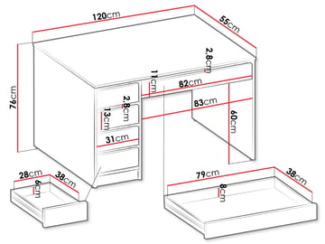 Harland Skrivebord 120 cm - brun - Møbler - Bord - Kontorbord - Skrivebord