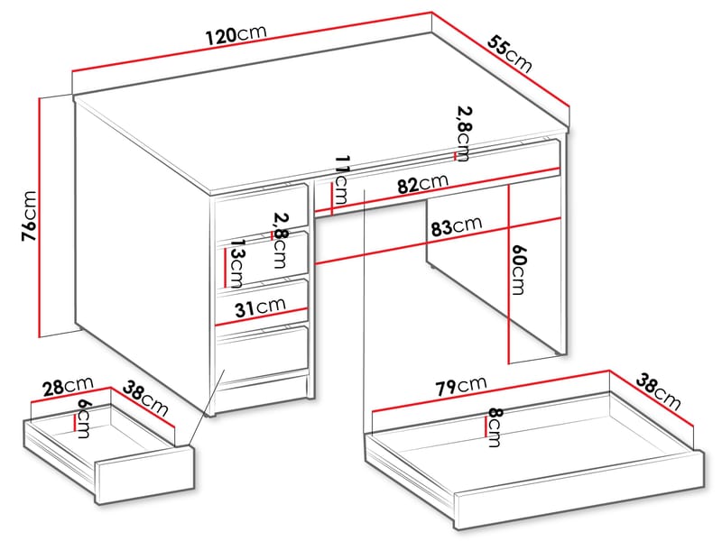 Harland Skrivebord 120 cm - brun - Møbler - Bord - Kontorbord - Skrivebord