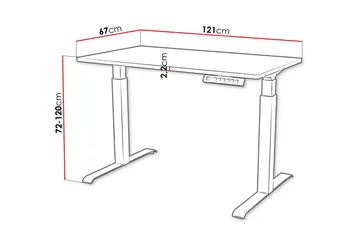Adrianah Skrivebord 67x121 cm - Brun/Svart - Møbler - Bord - Kontorbord - Skrivebord - Hev og senkbart skrivebord