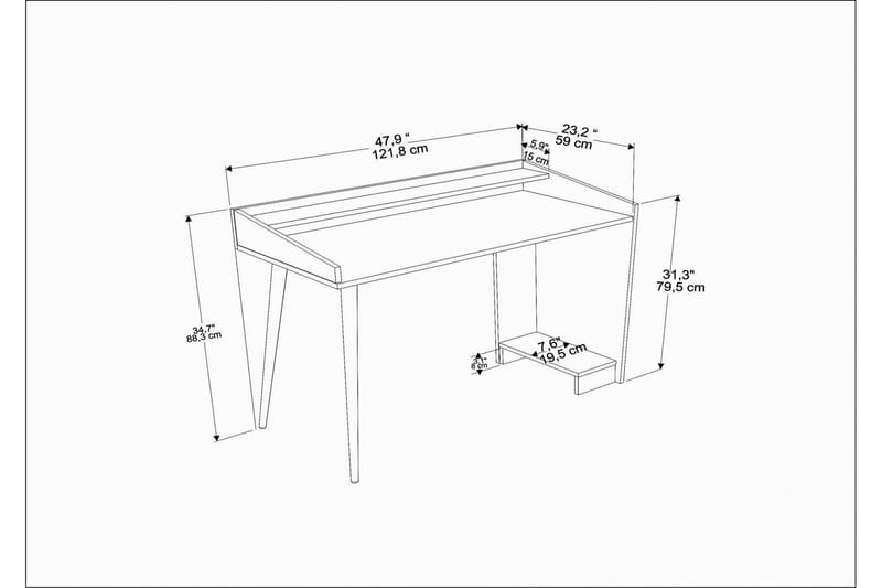 Andifli Skrivebord 59x88,3x121,8 cm med oppbevaring - Svart - Møbler - Bord - Kontorbord - Skrivebord