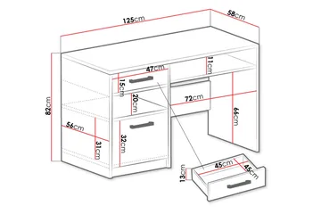 Escaldes Skrivebord 125 cm - Lilla - Møbler - Bord - Kontorbord - Skrivebord
